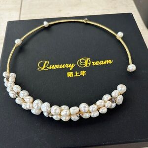 New freshwater pearls choker wire gold hand  wrapped w/box